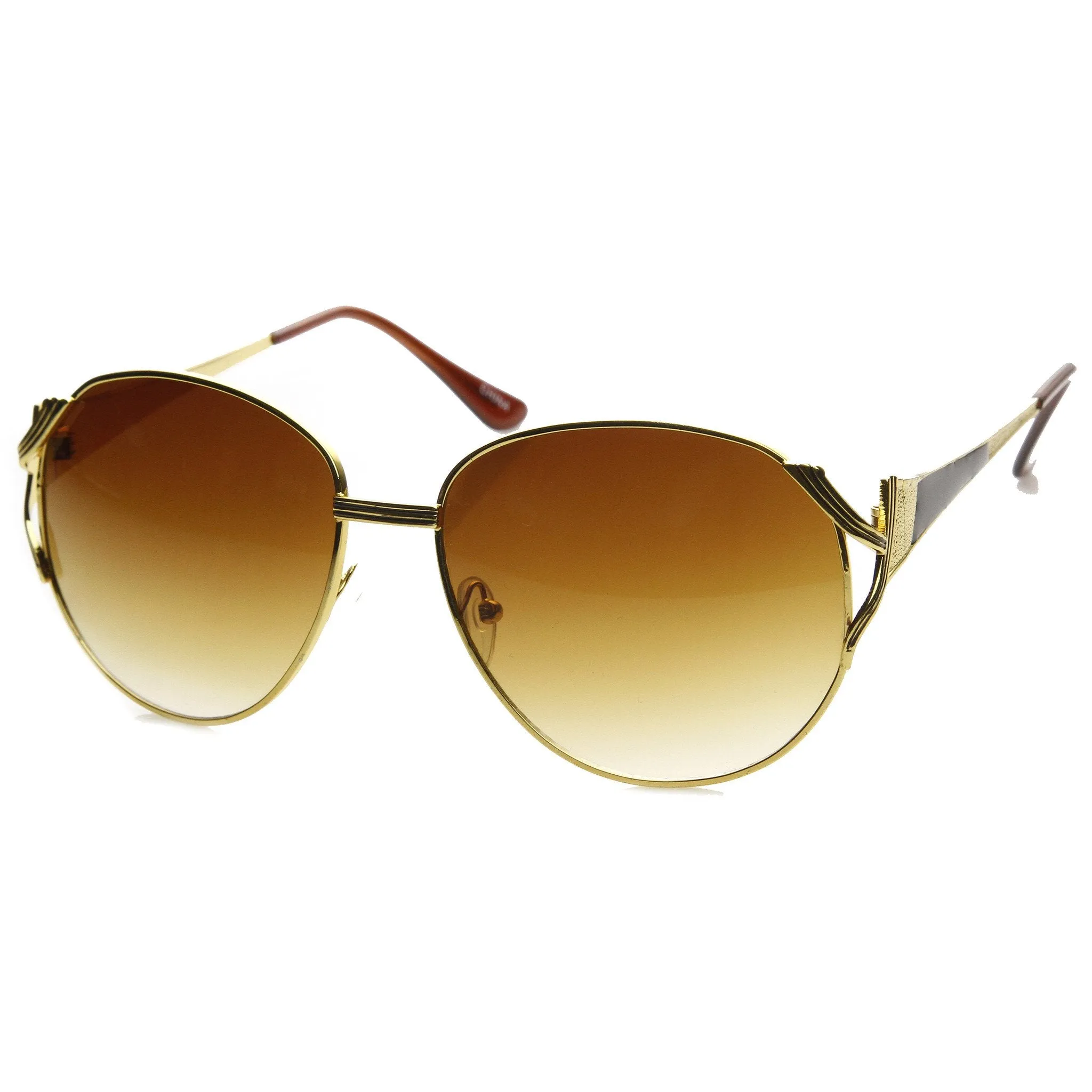 Womens Designer Oversize Metal Fashion Sunglasses 9191