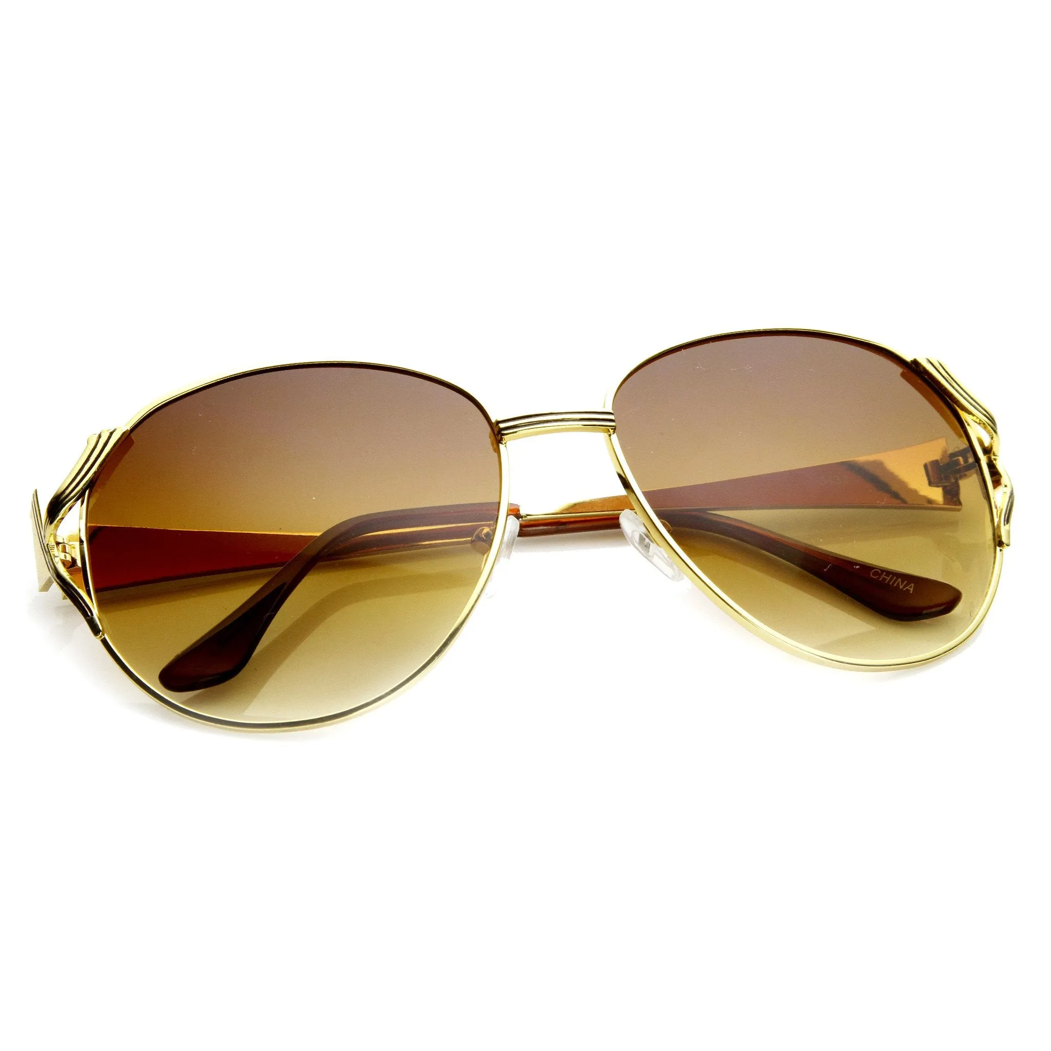 Womens Designer Oversize Metal Fashion Sunglasses 9191