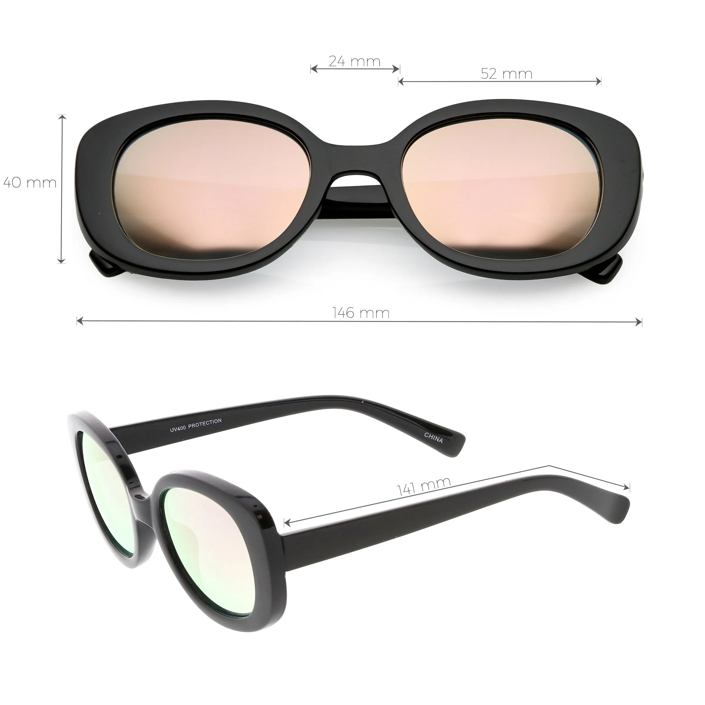 Women's Rounded Retro 1950's Thick Frame Sunglasses C557