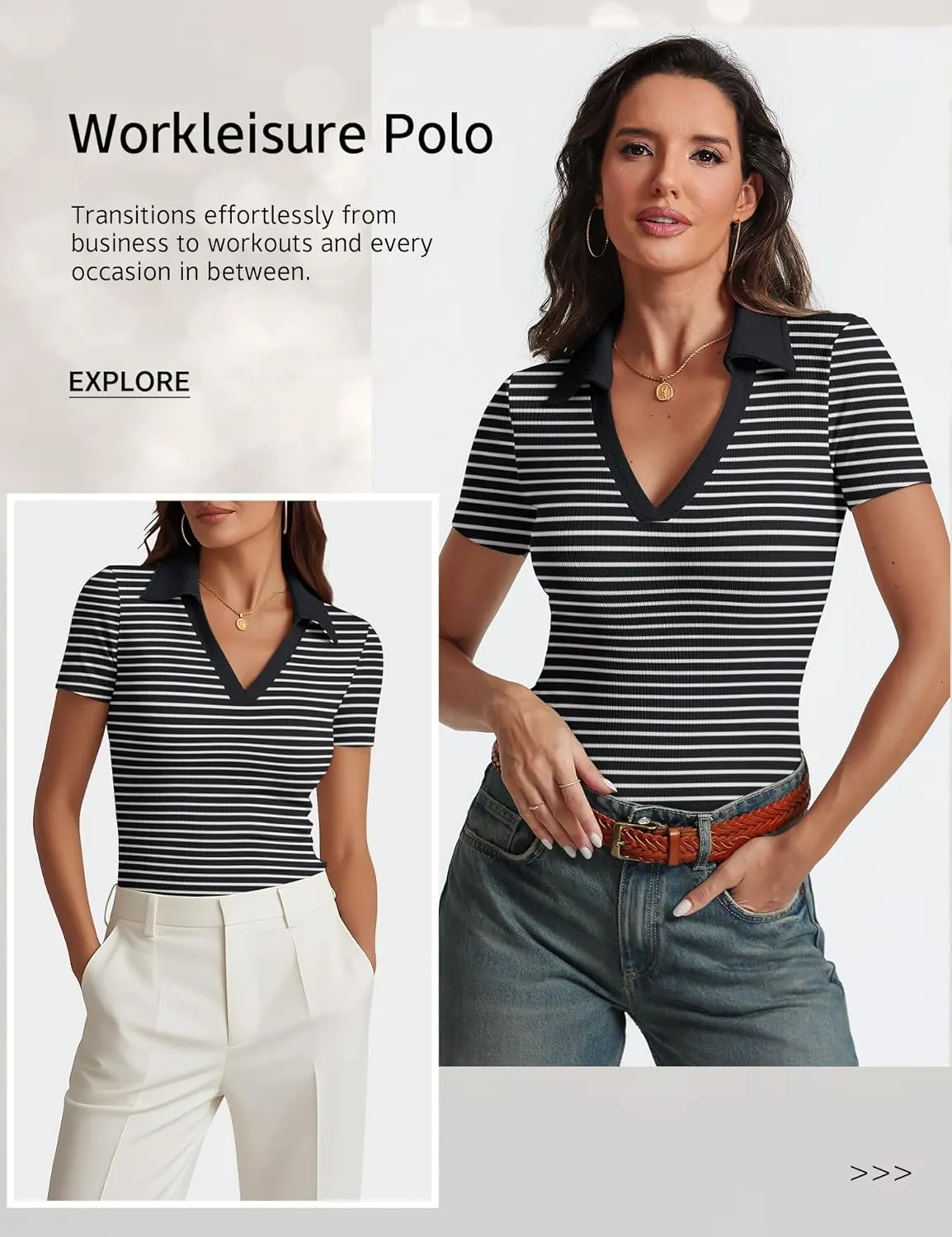 Womens Short Sleeve Business Casual Tops Summer V Neck Polo Work Shirts 2025 Fitted Basic Collared Shirt