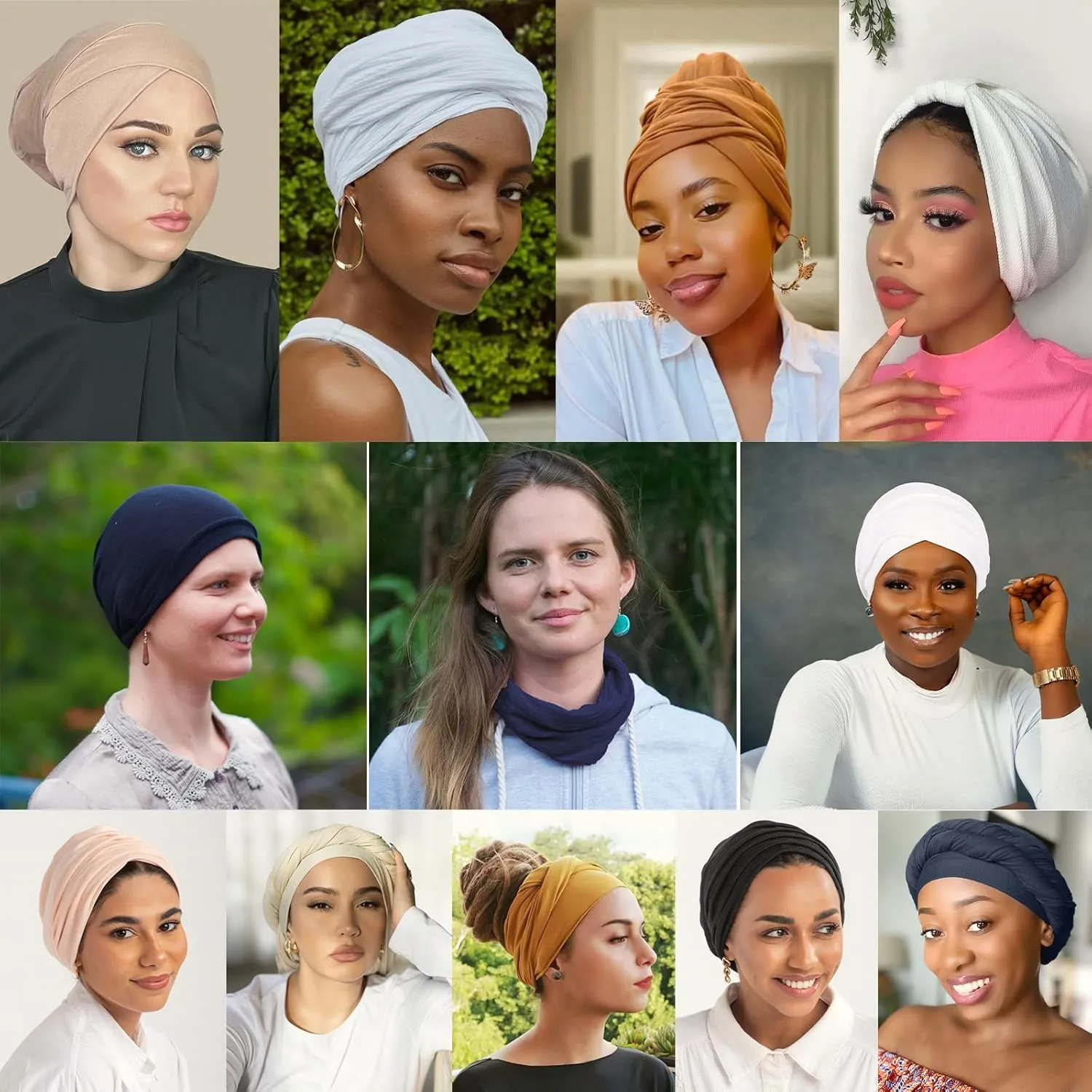 XTREND 1 Piece Stretch Jersey Head Wrap Solid Turban African Extra Wide Breathable Soft Fashion Headwraps Halo for Women (Black)