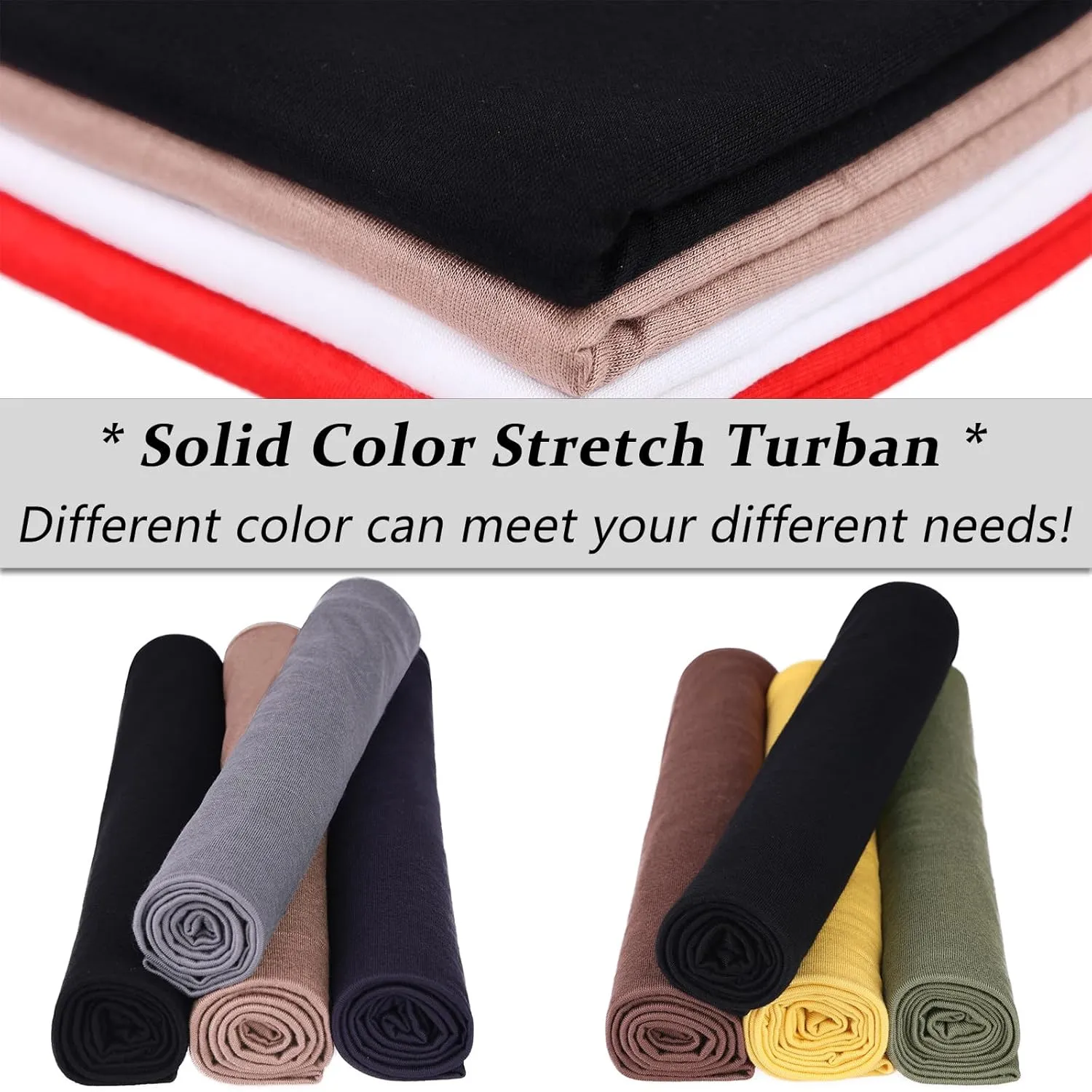 XTREND 1 Piece Stretch Jersey Head Wrap Solid Turban African Extra Wide Breathable Soft Fashion Headwraps Halo for Women (Black)