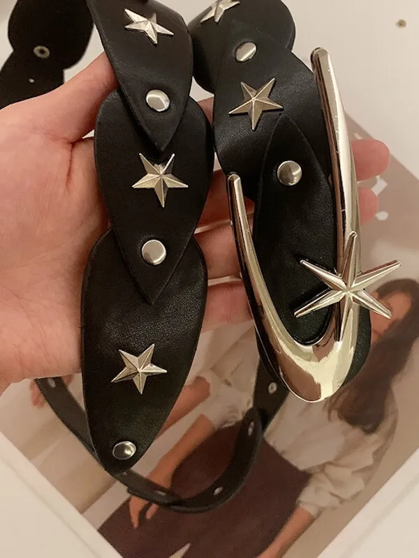 Y2k chic stars wide waist belt