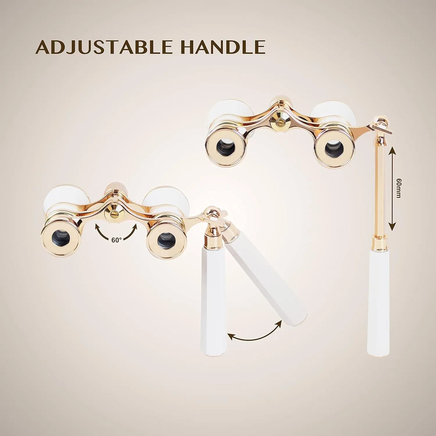 Yourelexit Opera Glasses Binoculars 3X25 Lorgnette Theater Glasses Optical BK9 Mini Compact Lightweight Built-in Foldable Adjustable Handle Vintage for Adults Kids Women in Musical Concert Cinema