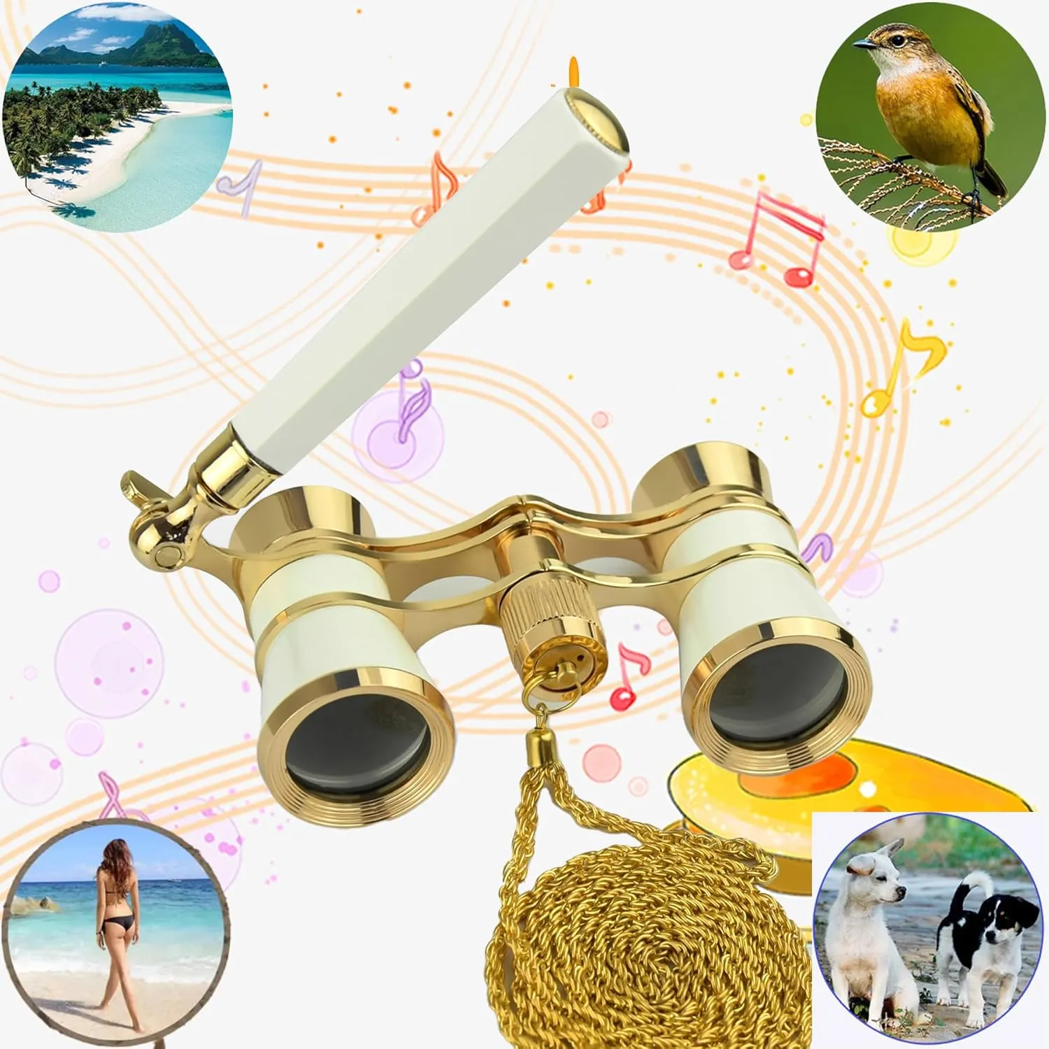 Yourelexit Opera Glasses Binoculars 3X25 Lorgnette Theater Glasses Optical BK9 Mini Compact Lightweight Built-in Foldable Adjustable Handle Vintage for Adults Kids Women in Musical Concert Cinema