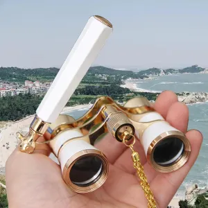 Yourelexit Opera Glasses Binoculars 3X25 Lorgnette Theater Glasses Optical BK9 Mini Compact Lightweight Built-in Foldable Adjustable Handle Vintage for Adults Kids Women in Musical Concert Cinema