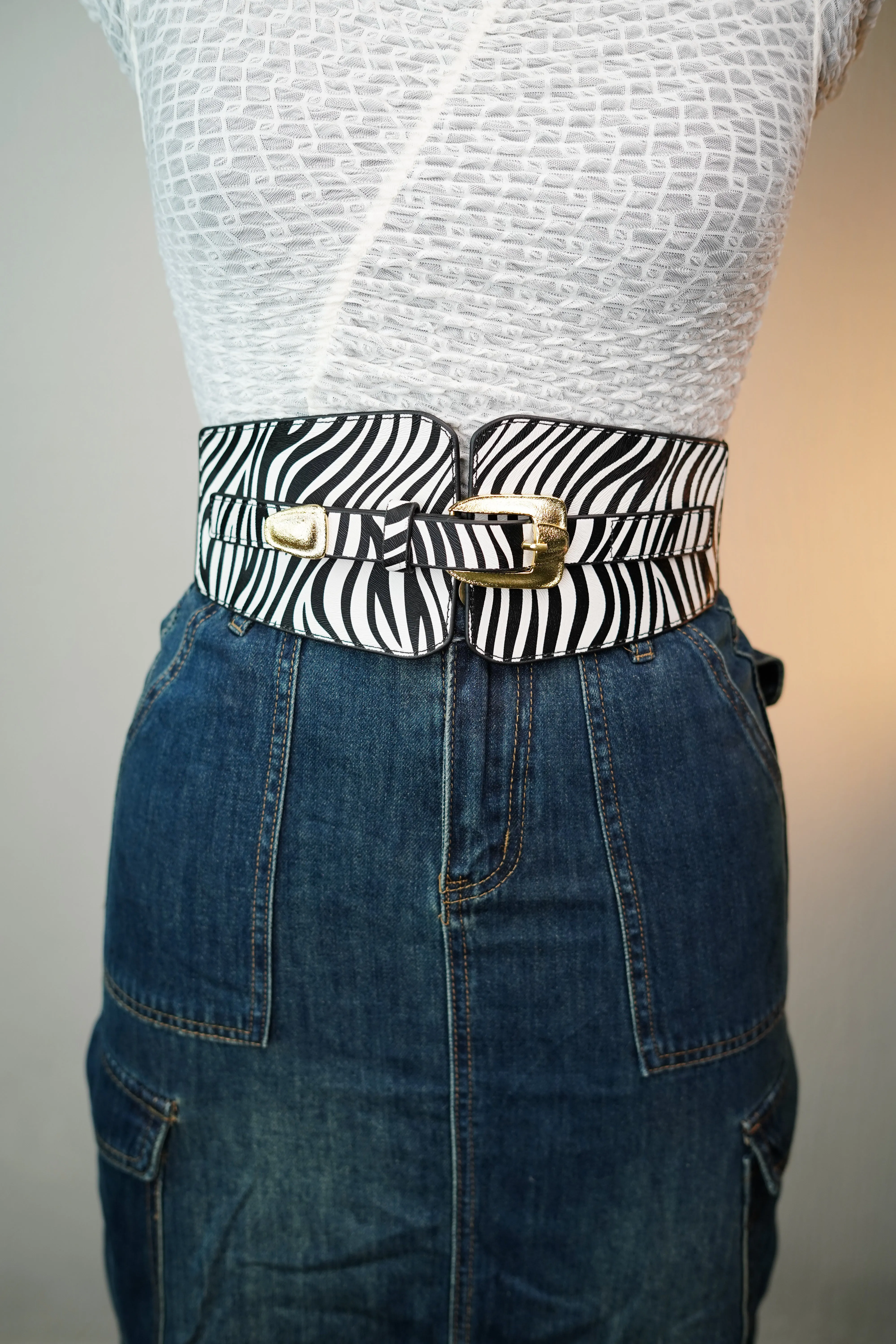 Zebra Print Wide Belt