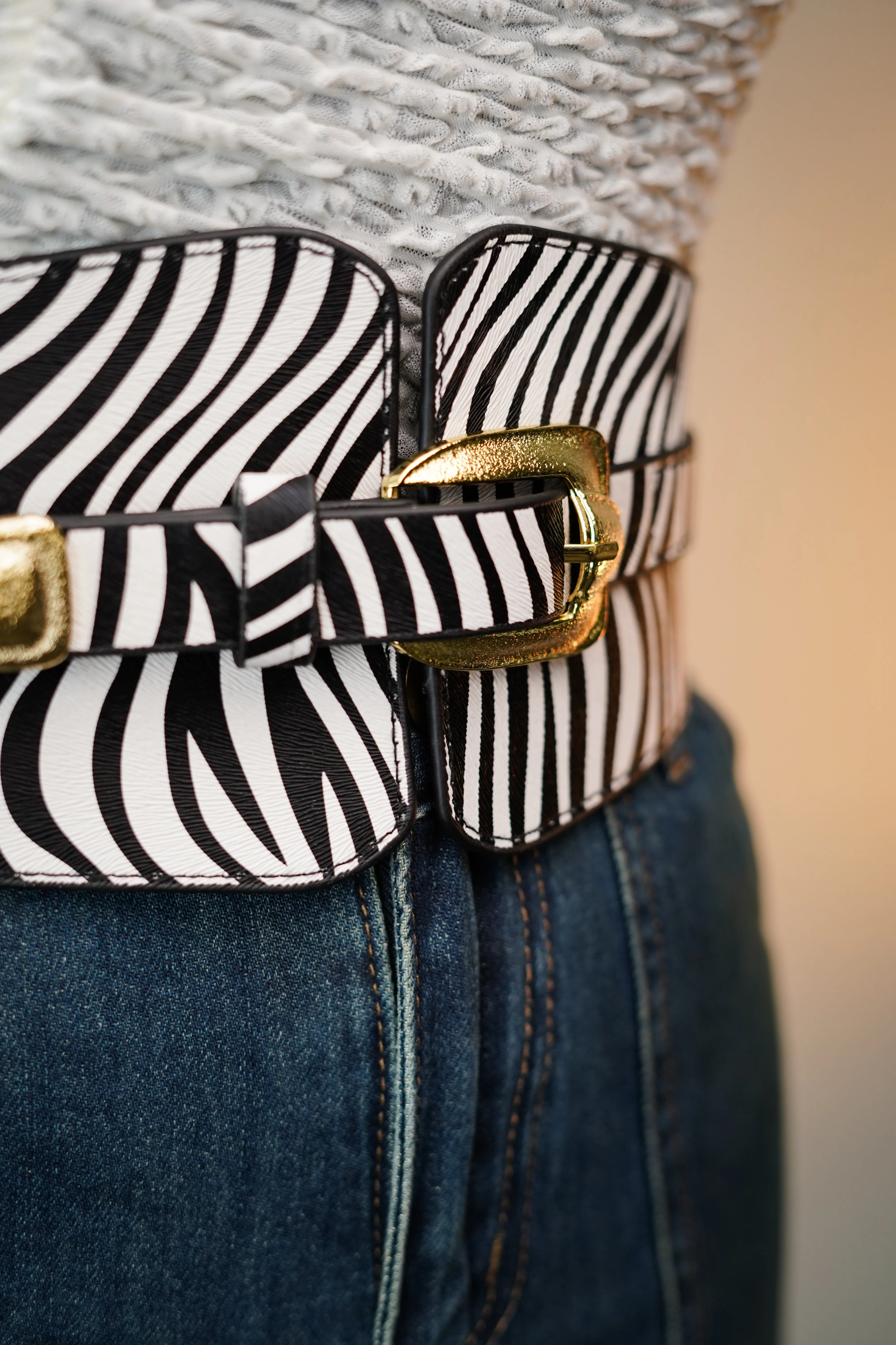 Zebra Print Wide Belt